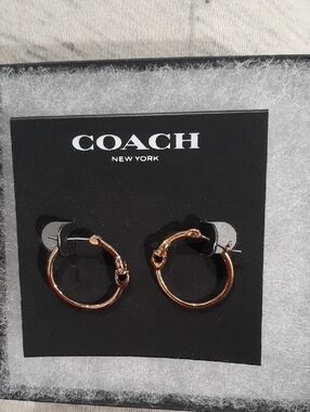 Coach Rose Gold Small Hoop Earrings - Women Accessories